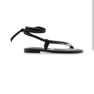 Black Ankle-Tie Women's Leather Sandals